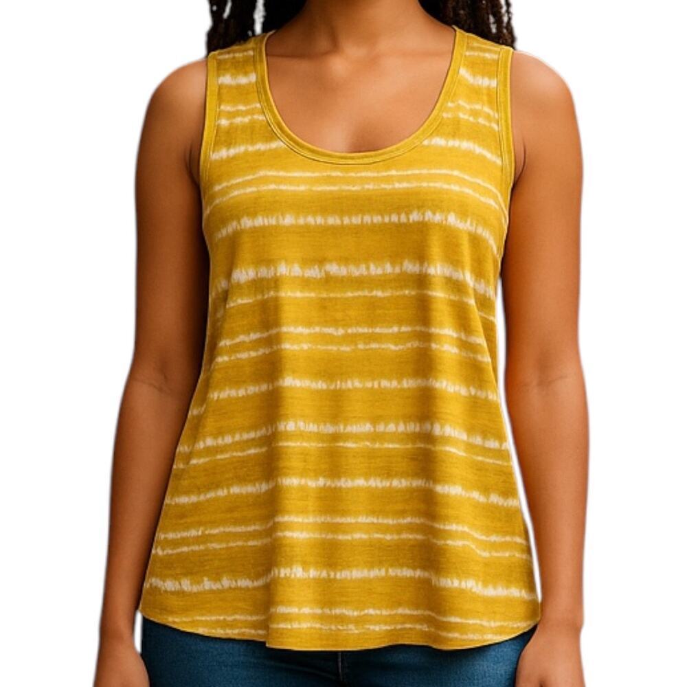 Eddie Bauer Sz L Yellow Striped Everyday Essential Tank | NWT